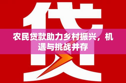 民权农民贷款助力乡村振兴，机遇与挑战并存