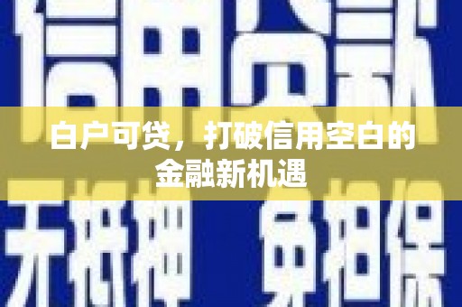 民权白户可贷，打破信用空白的金融新机遇