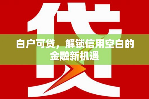 民权白户可贷，解锁信用空白的金融新机遇