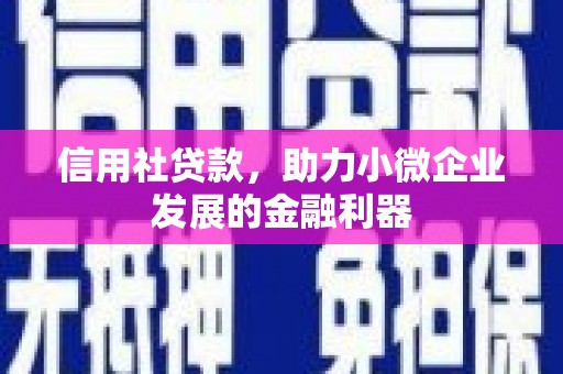 民权信用社贷款，助力小微企业发展的金融利器