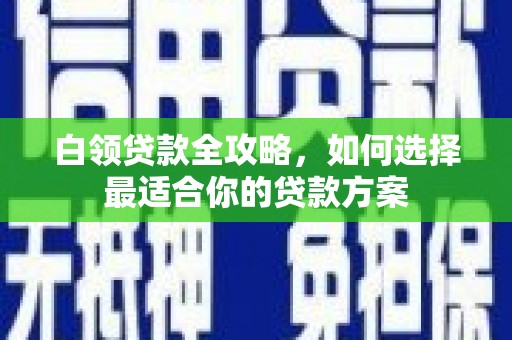民权白领贷款全攻略，如何选择最适合你的贷款方案